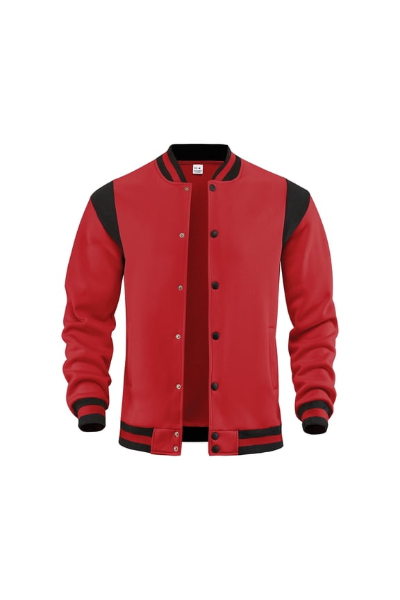 Jackets for Men Varsity Baseball Jacket Casual Fleece Lined Stand Collar Jackets Long Sleeve Snap Workout Jacket Boys Flight Jackets Wine L