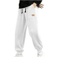 thumbnail image 1 of Timoontee Lightweight Workwear Drawstring Waist Trousers Pull On Pants Straight Leg Fishing Hiking Pants for Men Sweatpants with Pocket Casual Jogger Cargo Pants White XL, 1 of 7