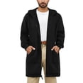 thumbnail image 1 of Timoontee Long Hoodies for Men Oversized Zip Up Trench Coat Casual Fleece Hoodie Long Sleeve Tunic Sweatshirt Outdoor Hiking Mountain Clothes Black XXL, 1 of 7