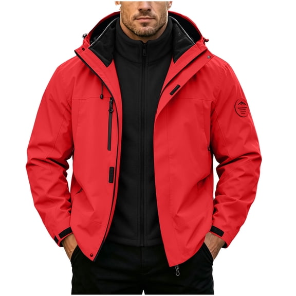 Timoontee Men 3-in-1 Hooded Ski JacketDetachable Fleece InnerFull ZipWindproof WaterproofWinter Hiking Outerwear Blue S