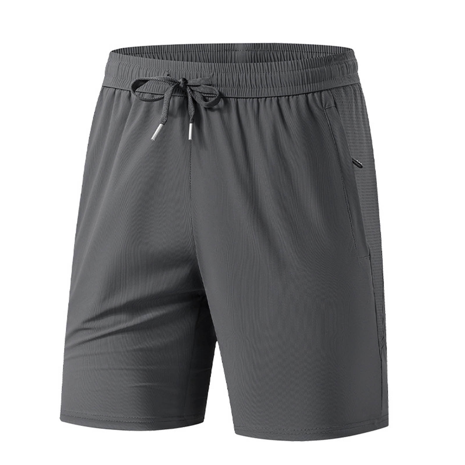 Men 5 Inseam Shorts with Stretchy Elastic Waist and Functional Side Pockets for Summer Wear Versatile Styling Options Gray L