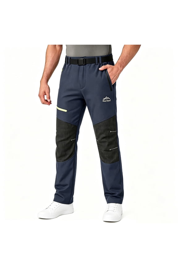 Men Belt Loop Zipper Multi Mesh Panel Straight Leg Outdoor Hiking Pants Multi Secure Zipper Pockets Windproof Quick Dry Mountain Camping Trekking Trousers XS