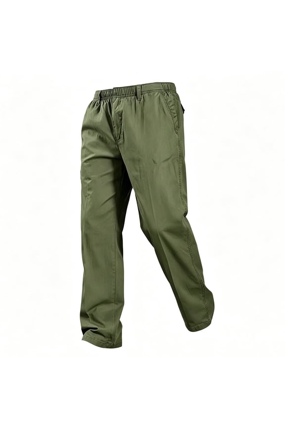 Men Built In Belt Loops Drawstring Elastic High Waist Straight Full Length Quick Dry Woven Chino Pants Deep Side Pockets Lightweight Office Casual Sightseeing Trousers XXXXL