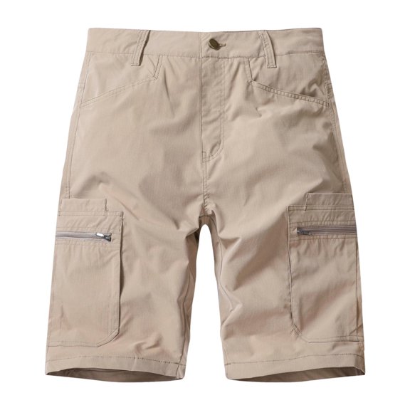 Timoontee Men Cargo Shorts 5 Inch Shorts Elastic Waist Brass Button Closure Solid Hue for Daily Wear Skin Friendly Yellow XXXXXL