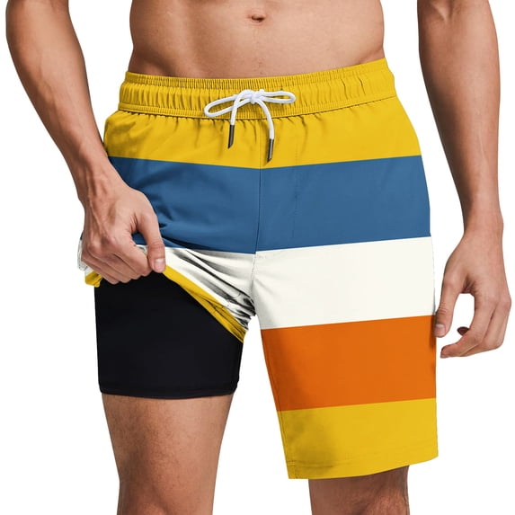 Timoontee Men Cargo Shorts Shorts Elastic Drawstring Elastic Waist Comfortable Fit for Beach Wear Skin Friendly Wrinkle Yellow L