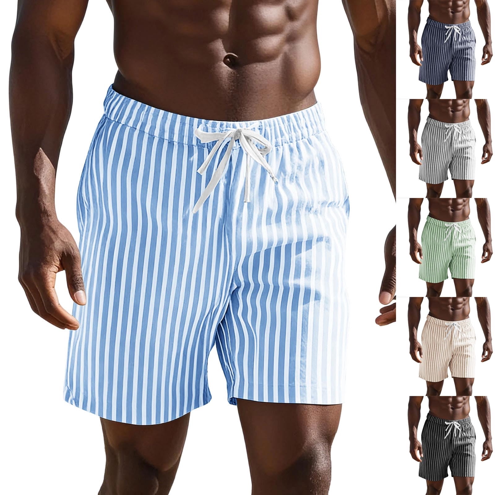 Men Casual Shorts Stretchy Comfort Fabric for Beach Trips Functional Side Pockets Easy Care Machine Washable Black L