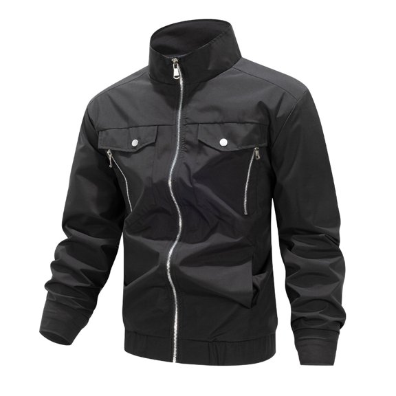Timoontee Men Color Block Windbreaker Stand Collar Full Zip Elastic Cuffs Hem Side Hand Pockets Lightweight Wind Resistant Casual Outerwear Red XL