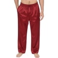 thumbnail image 1 of Timoontee Men Drawstring Elastic Waist Straight Wide Leg Shiny Satin Pants Silky Wrinkle Resistant Home Lounge Nightclub Party Casual Trousers Red L, 1 of 8
