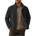 thumbnail image 1 of Timoontee Men Full‑Zip Polar‑Fleece Jacket Stand‑Collar Thick‑Lined Side‑Hand Pockets Regular‑Fit Cold‑Weather Coat Black XXXXL, 1 of 7