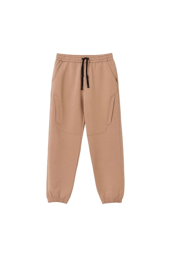 Men Metal Tip Drawstring Elastic High Waist Square Patch Pocket Cuffed Ankle Loose Knit Jogger Pants Deep Side Slip Pockets Wrinkle Free Loungewear Gym Trousers XXL