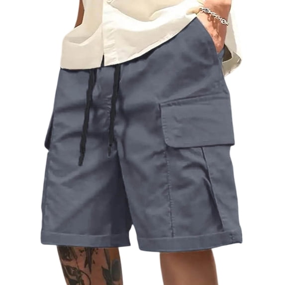 Timoontee Men Outdoor Shorts Stretchy Elastic Waist Multiple Utility Pockets for Summer Wear Easy Care Machine Washable Gray XL