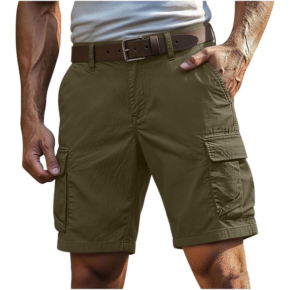 Timoontee Men Outdoor Shorts with Multiple Utility Pockets and Breathable Lightweight Material for Modern Fit All Day Comfort Brown S