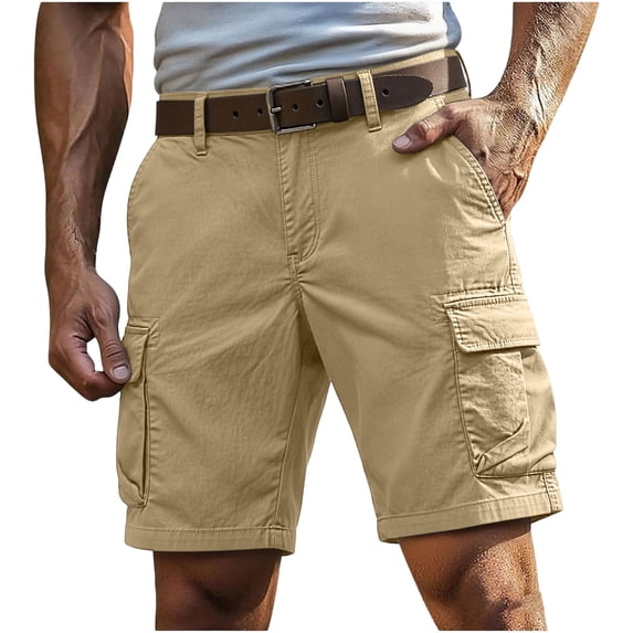 Timoontee Men Outdoor Shorts with Multiple Utility Pockets and Breathable Lightweight Material for Modern Fit All Day Comfort Yellow L