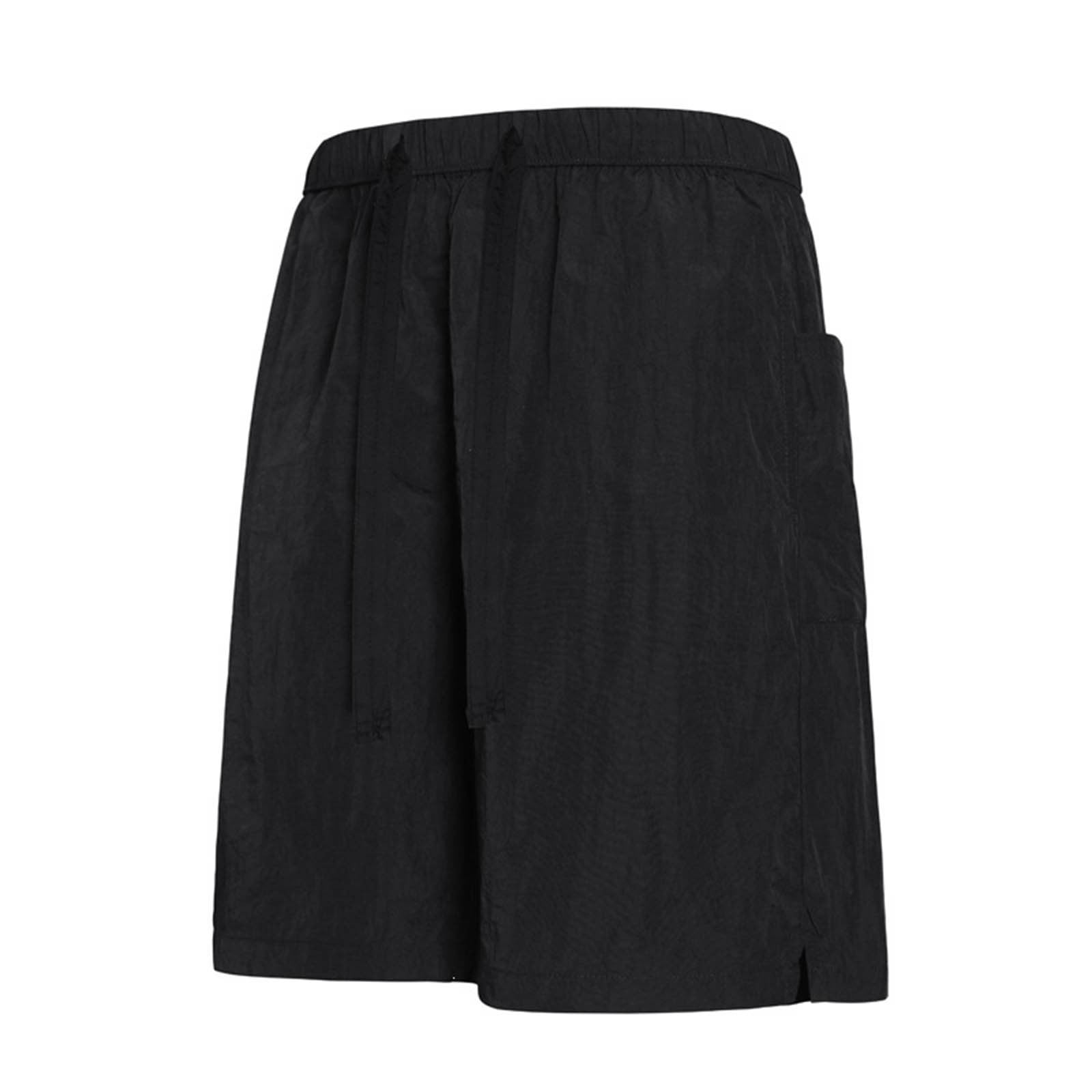 Men Outdoor Shorts with Stretchy Elastic Waist and Functional Side Pockets for Daily Casual All Day Comfort Fit Black L