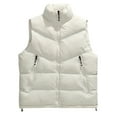 thumbnail image 1 of Timoontee Men Puffer Vest Casual Comfy Workwear Waistcoats Warm Thickened Vest Sleeveless Stand Collar Vest Solid Zip Up Jacket Vest Winter Padded Gilet Outerwear White XXXXXXL, 1 of 4