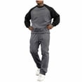thumbnail image 1 of Timoontee Men's 2 Piece Outfits Long Sleeve Crew Neck Fleece Sweatshirt with Drawstring Straight Jogger Sweatpants Casual Gym Sweatsuits Dark Gray XXL, 1 of 9