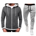 thumbnail image 1 of Timoontee Men's 2 Piece Set Solid Tracksuit Long Sleeve Hoodies Full Zip Sweatshirts Drawstring Elastic Waist Joggers Fashion Casual Clothes Gray XXL, 1 of 6