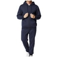 thumbnail image 1 of Timoontee Men's 2 Piece Tracksuit Set Outfit Long Sleeve Hoodies Zip Up Sweatshirts with Drawstring Sweatpants for Hiking Jogging Workout Relaxed Fit Casual Clothes Navy XL, 1 of 8