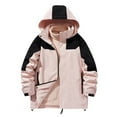 thumbnail image 1 of Timoontee Men's 3-in-1 Hiking Jacket Coat Outdoor Casual Windbreaked Jacket Fleece Lined Warm Coats Hooded Workwear Color Block Full Zip Outerwear Coat Pink XXXL, 1 of 9
