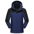 thumbnail image 1 of Timoontee Men's 3-in-1 Jacket Coat Outdoor Casual Windbreaker Waterproof Rain Jacket Fleece Lined Warm Coats Color Block Full Zip Outerwear Coat with Zip Pockets Dark Blue XXXXL, 1 of 7