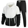 thumbnail image 1 of Timoontee Men's Active Tracksuits Full Zip Sports Suits Sets 2 Piece Sweatsuits Long Sleeve Hoodies with Drawstring Joggers Color Block Casual Outfits Black L, 1 of 3