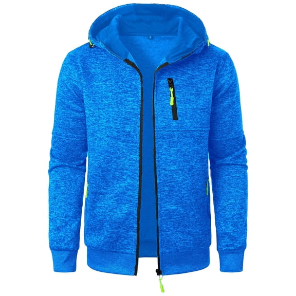 Timoontee Men's Athletic Jacket Casual Slim Fit Workwear Coat Workout Running Athletic Active Jacket Solid Zip Up Hooded Jacket With Pockets Blue S
