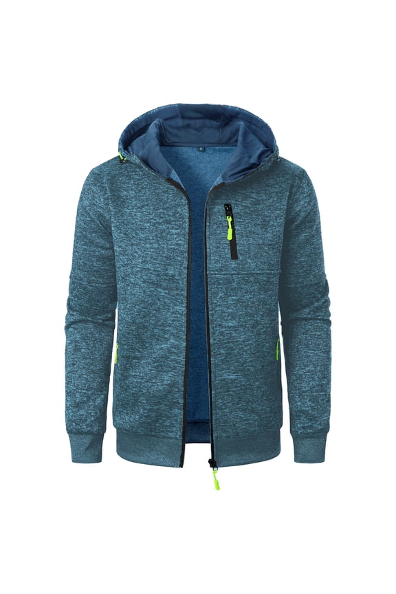 Men's Athletic Jacket Casual Slim Fit Workwear Coat Workout Running Athletic Active Jacket Solid Zip Up Hooded Jacket With Pockets Navy M