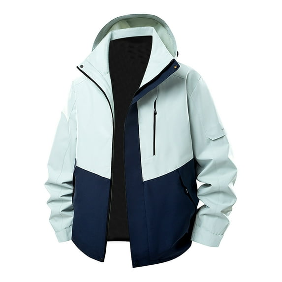 Timoontee Men's Athletic Jacket Outdoor Runnning Workout Windbreaker Casual Long Sleeve Zip Up Jacket Solid Zip Pocket Outerwear Jacket Fall Winter Outfits Navy L