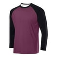 thumbnail image 1 of Timoontee Men's Athletic Shirts Casual Long Sleeve Crewneck Pullover Tops Hiking Jogger Workout Tops Loose Lightweight Color Block Blouses Purple XXXL, 1 of 2