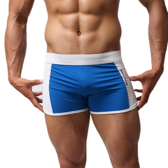 Timoontee Men's Athletic Short Summer Beach Shorts Slim Fit Stretch Boxer Briefs Breathable Quick Dry Swim Trunks for Surfing Swimming Etc Sky Blue L