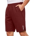thumbnail image 1 of Timoontee Men's Athletic Shorts Lightweight Summer Sun Protection Shorts Hiking Running Mountain Sports Shorts Solid Elastic Waist Casual Shorts Wine S, 1 of 7