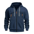 thumbnail image 1 of Timoontee Men's Cardigan Hooded Sweatshirts Casual Long Sleeve Tactical Zip Up Hoodies Solid Zip Pockets Outdoor Workout Hooded Tops Navy XXL, 1 of 5
