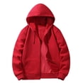 thumbnail image 1 of Timoontee Men's Cardigan Hooded Sweatshirts Long Sleeve Zip Up Hoodies Casual Fall Fleece Lined Thickened Pullover Tops Solid Pocket Sweatshirts Red XXXXL, 1 of 9