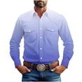 thumbnail image 1 of Timoontee Men's Cardigan Shirts Casual Long Sleeve Lapel Collar Button Down T-Shirt Regular Fit Lightweight Gardient Color Tops with Two Pockets Blue XXL, 1 of 8