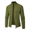 thumbnail image 1 of Timoontee Men's Cardigan Sweater Casual Comfy Stand Collar Tops Solid Zip Up Sweater Slim Fit Knit Sweater Fall Winter Fashion Clothes Army Green L, 1 of 8