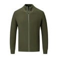 thumbnail image 1 of Timoontee Men's Cardigan Sweater Slim Fit Long Sleeve Sweaters Solid Zip Up Sweaters Casual Stand Collar Knit Sweater Fall Winter Clothes Army Green XL, 1 of 7