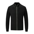 thumbnail image 1 of Timoontee Men's Cardigan Sweater Slim Fit Long Sleeve Sweaters Solid Zip Up Sweaters Casual Stand Collar Knit Sweater Fall Winter Clothes Black L, 1 of 7