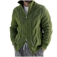 thumbnail image 1 of Timoontee Men's Cardigan Sweater Solid Double Zip Up Tops Cable Knit Sweater Long Sleeve Stand Collar Sweater Fall Winter Casual Warm Sweaters Green M, 1 of 4