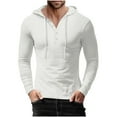 thumbnail image 1 of Timoontee Men's Casual Hoodies Modern Fit Long Sleeve Waffle Textured Quarter Button Pullover Tops Lightweight Solid Hooded Sweatshirts for Hiking Jogger Running Workout White S, 1 of 6