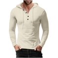 thumbnail image 1 of Timoontee Men's Casual Hoodies Modern Fit Long Sleeve Waffle Textured Quarter Button Pullover Tops Lightweight Solid Hooded Sweatshirts for Hiking Jogger Running Workout Khaki XXL, 1 of 6
