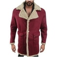thumbnail image 1 of Timoontee Men's Casual Lapel Jacket Coat Faux Fur Sherpa Lined Jackets Snap Fleece Outerwear Coat Thickened Warm Coat Winter Trendy Clothes Red XXL, 1 of 5