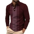 thumbnail image 1 of Timoontee Men's Casual Shirts Relaxed Fit Long Sleeve Lapel Collar Pullover Tops Lightweight Breathable Color Block Summer Classic Workout Shirts Wine S, 1 of 5