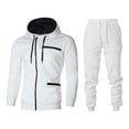 thumbnail image 1 of Timoontee Men's Casual Solid Sweatsuits 2 Piece Set Long Sleeve Cardigan Hoodies Zip Up Sweatshirts with Drawstring Elastic Waist Sweatpants for Hiking Jogging Workout White XL, 1 of 7