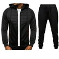 thumbnail image 1 of Timoontee Men's Casual Tracksuit Color Block Long Sleeve Zip Up Hoodies Zip Pockets Pullover Sweatshirts 2 Piece Outfit Drawstring Elastic Waist Sweatpants Black XXL, 1 of 5