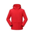 thumbnail image 1 of Timoontee Men's Coats Fall Winter Thickened Warm Jacket Coat Outdoor Casual Hiking Windbreaker Long Sleeve Solid Pockets Full Zip Jacket Waterproof Rain Jacket Red M, 1 of 9