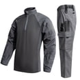 thumbnail image 1 of Timoontee Men's Color Block Outdoor Tactical Tracksuit Set Long Sleeve Stand Collar Workwear Quarter Zip Pullover Tops with Button Sweatpants 2 Piece Set Gray XXL, 1 of 5