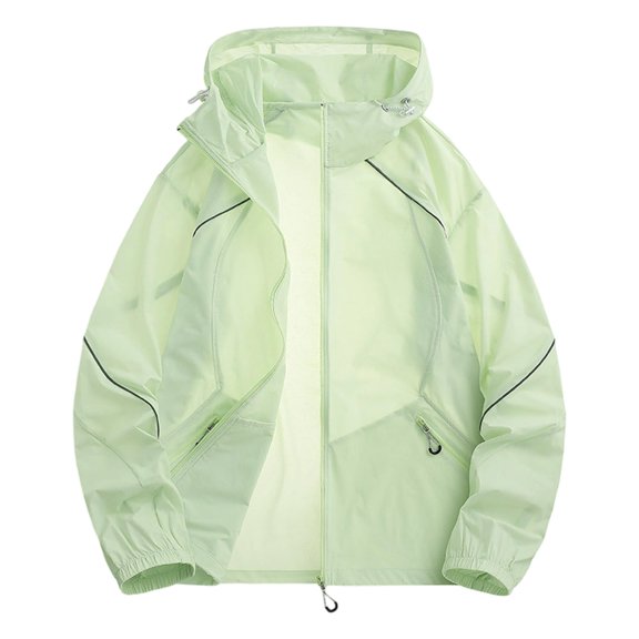 Timoontee Men's Color Block Sun Protection Fishing Jacket UPF Protection Outdoor Casual Sun Shirt Green M