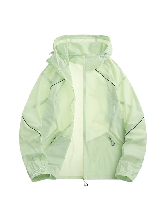 Men's Color Block Sun Protection Fishing Jacket UPF Protection Outdoor Casual Sun Shirt Green M