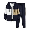 thumbnail image 1 of Timoontee Men's Color Block Tracksuit Casual Fleece Zip Up Sweatshirts Set Fluffy Warm Long Sleeve Hoodies with Ultra Soft Comfy Drawstring Long Pants 2 Piece Outfit Navy S, 1 of 7