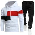thumbnail image 1 of Timoontee Men's Color Block Tracksuit Casual Soft Comfy Hoodies Long Sleeve Pullover Sweatshirts with Drawstring Elastic Waist Joggers 2 Piece Set Light Blue XXXL, 1 of 7
